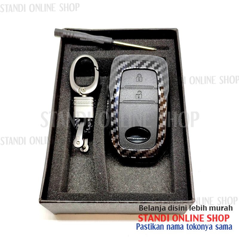 Cover Smartkey Sarung Kunci Toyota Innova Venturer Carbon Hitam