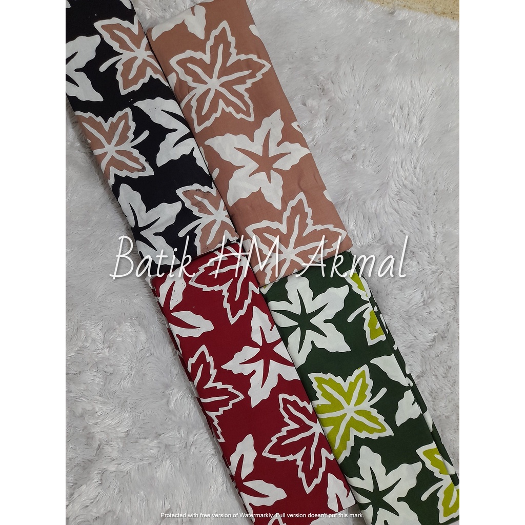 Kain Batik Cap Motif Daun Pepaya