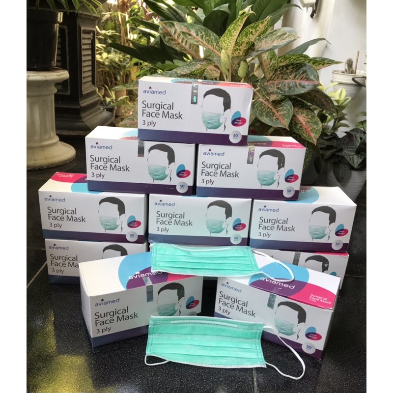 Aviamed Masker Medis Earloop Surgical Mask 50 Pcs