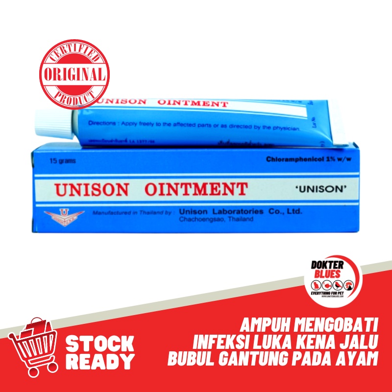 Obat Ayam UNISON OINTMENT (15g) Thailand Obat Infeksi Luka Jalu Bubul Gantung Ayam