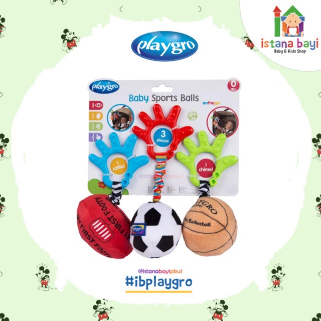 Playgro Baby Sports Balls 0m+ - Playgro Mainan bayi