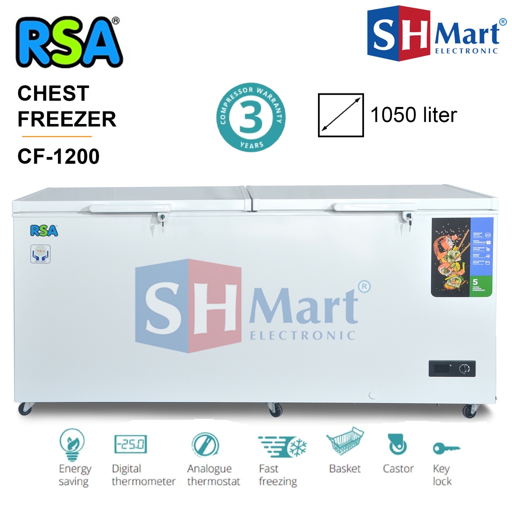 CHEST FREEZER RSA CF-1200 CF1200 KAPASITAS 1050 LITER FREEZER BOX PETI PEMBEKU GARANSI RESMI (MEDAN)