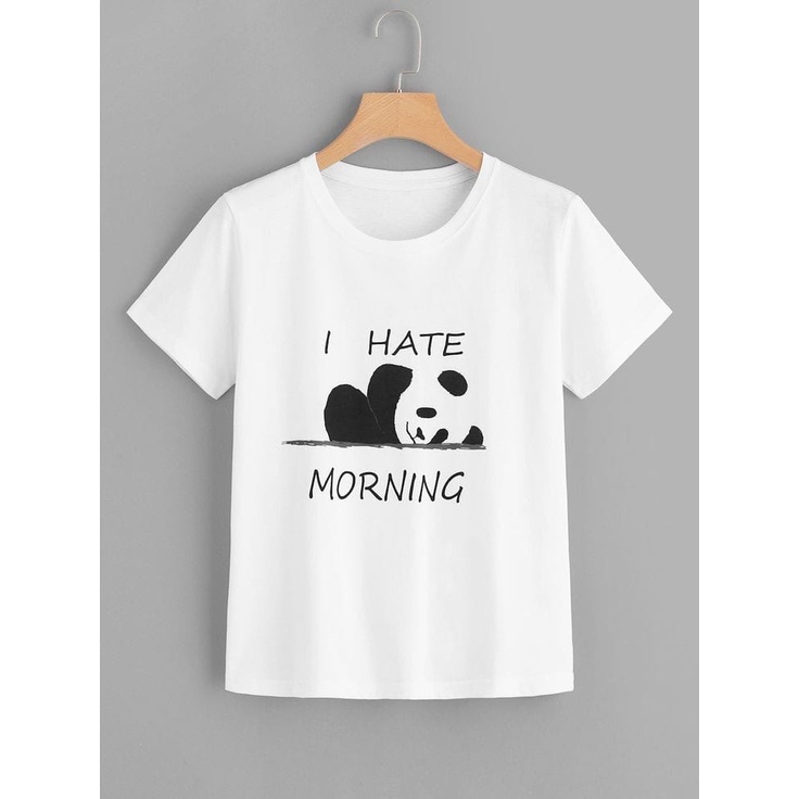 MYSTIQUE.ID-BAJU KAOS PANDA I HATE MORNING T-SHIRT LUCU DAN AESTHETIC