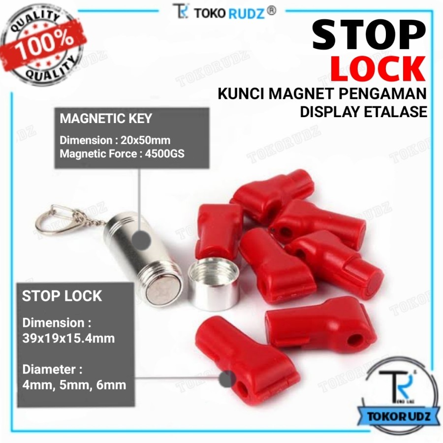 Stop Lock Gembok Kunci Magnet Pengaman Barang Hanger Display Etalase Anti Maling