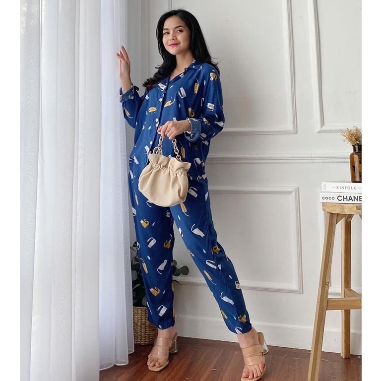 PIYAMA JUMBO LD 120 Rayon Premium One Set Pajamas / Sleepwear Daily Set-5