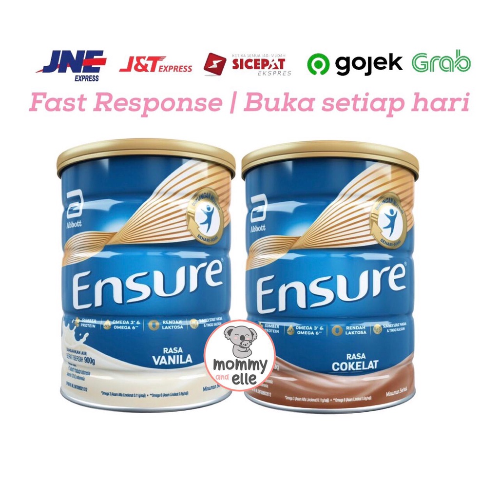 ENSURE VANILLA COKLAT 900 gram (susu nutrisi dewasa rendah laktosa)
