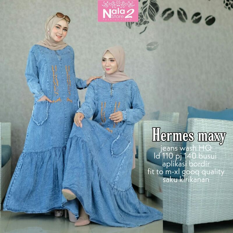 gamis hermes maxy dress fashion busana muslimah