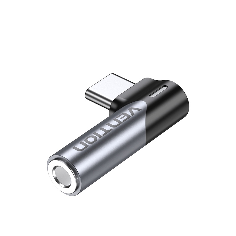 Vention Adapter Konektor Audio USB Tipe C Male Ke Female Sudut Kanan 90 Derajat Ke 3.5mm Untuk Huawei