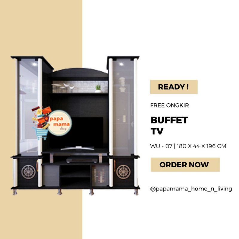 Buffet TV Murah - Lemari Hias TV - Buffet TV Murah - Lemari Buffet Serbaguna WU 07 Hitam -Medan