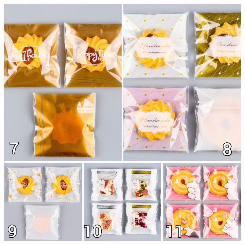 (PC17) 10pcs Plastik Cookie/Kue/Biskuit Motif 7x7cm