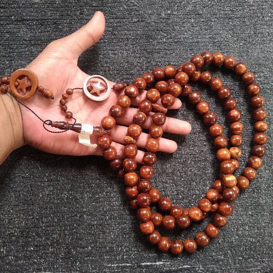 tasbih kokka bulat ± 15 mm ( 15mm ) 99 butir bulan bintang dobel