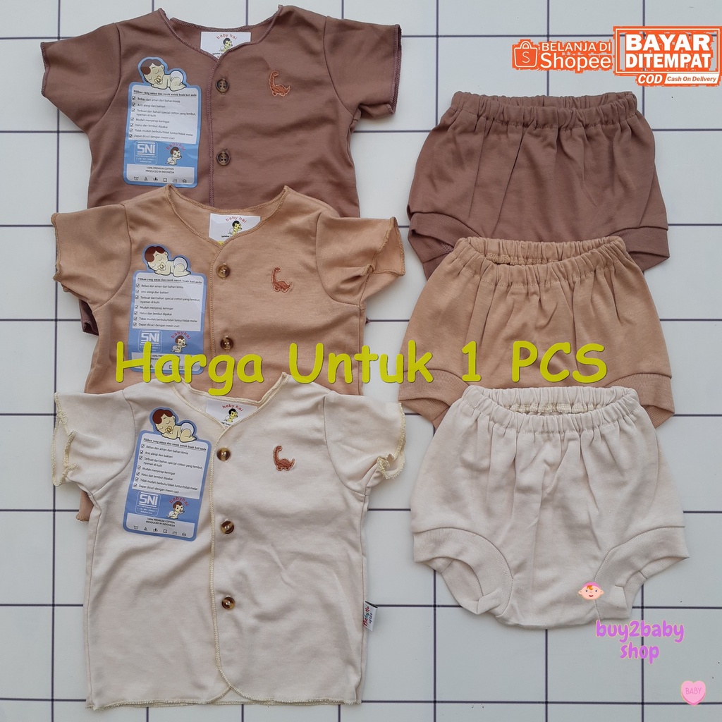 Setelan Piyama Pendek POP Bayi Bahan Premium BABYHAI Brown Series 1 PCS