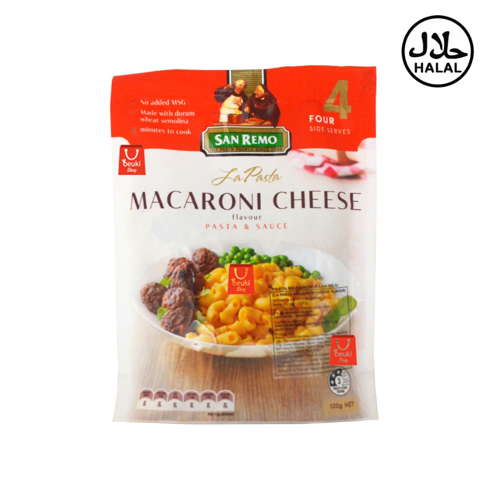 

San Remo La Pasta Macaroni Cheese Pasta Rasa Keju Makaroni Halal - 120gr