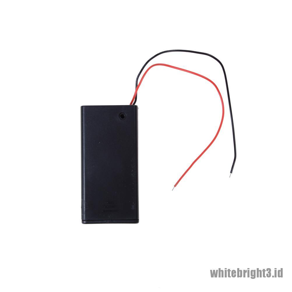 (white3) 1pc Kotak Holder Baterai 9v Dengan Saklar ON / OFF Power