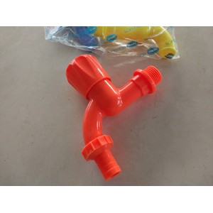 Kran Air Tembok Taman Plastik PVC 1/2" + Adaptor Plug Selang / Nepel Selang