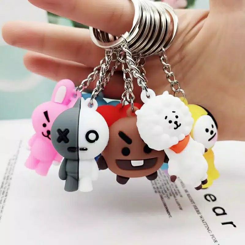 BTS Gantungan kunci mobil handphone usb lonceng BTS BT21 KPOP 3D bangtan boys lucu