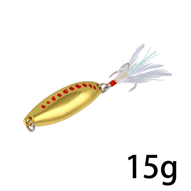 1Pcs Umpan Pancing Spoon Spinner Fishing Lure Bahan Metal 7.5g 10g 15g 20g Dengan Bulu Swimbait Sinking Tackle