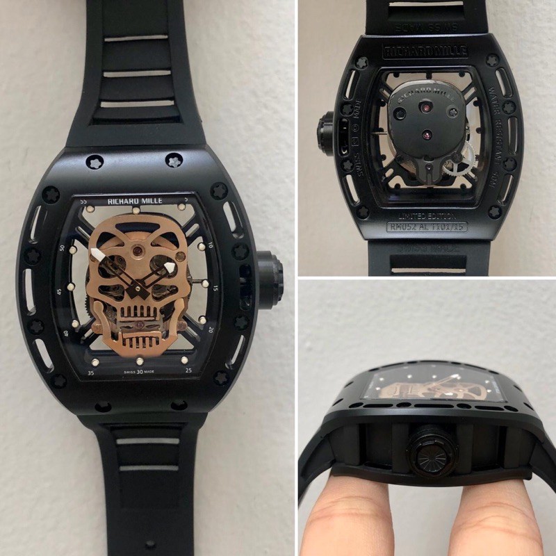 jam tangan unisex branded mewah rm 52-01 skull 42.70mm x 50mm x 15.95mm | jq1377g9