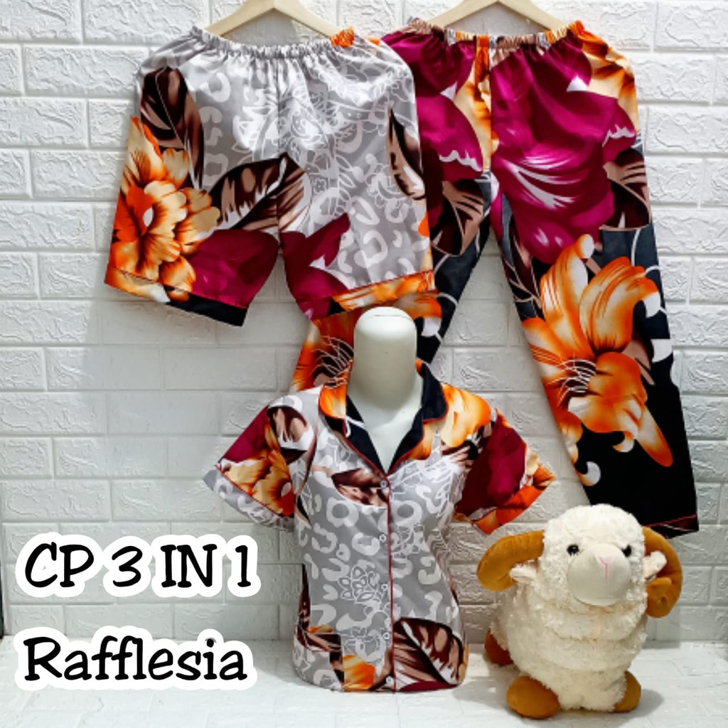 hokyfashion PIYAMA/BAJU TIDUR CP 3 IN 1 POOH HAPPY-3in1 rafflesia