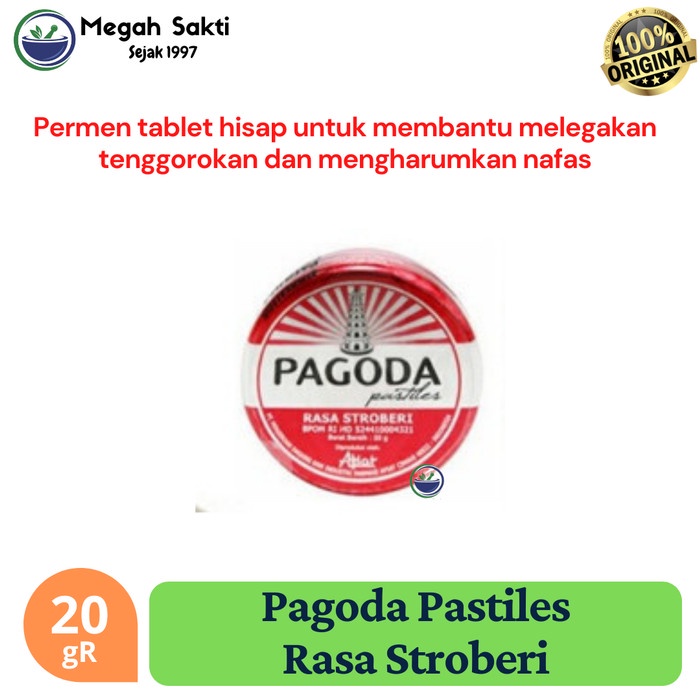

Pagoda Pastiles Rasa Strawberry 20 gR - Permen Pelega Tenggorokan