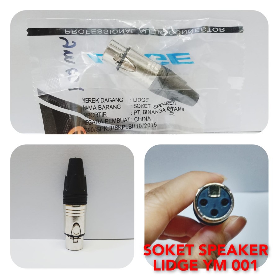 JACK XLR FEMALE 3 PIN KONEKTOR LIDGE YM 001A