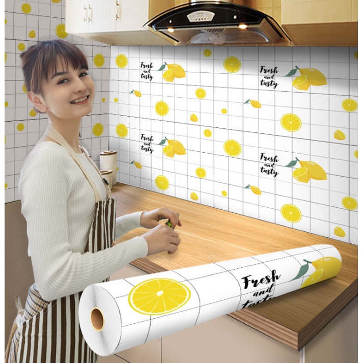 MOGYMOGY HL0204 Wallpaper Dinding Dapur Anti Minyak Wall Sticker Kitchen Sheet