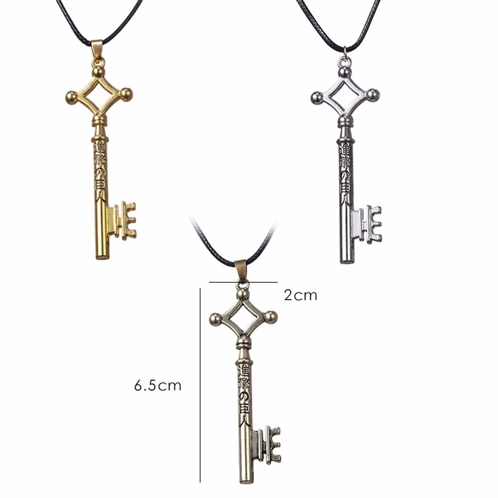 MXBEAUTY Fashion Keychian Cartoon Jewelry Toy Keyring Attack on Titan Necklaces Pendants Gift Jaeger's Key Shape Metal Key Shape Necklaces Shingeki No Kyojin Retro Eren/Multicolor