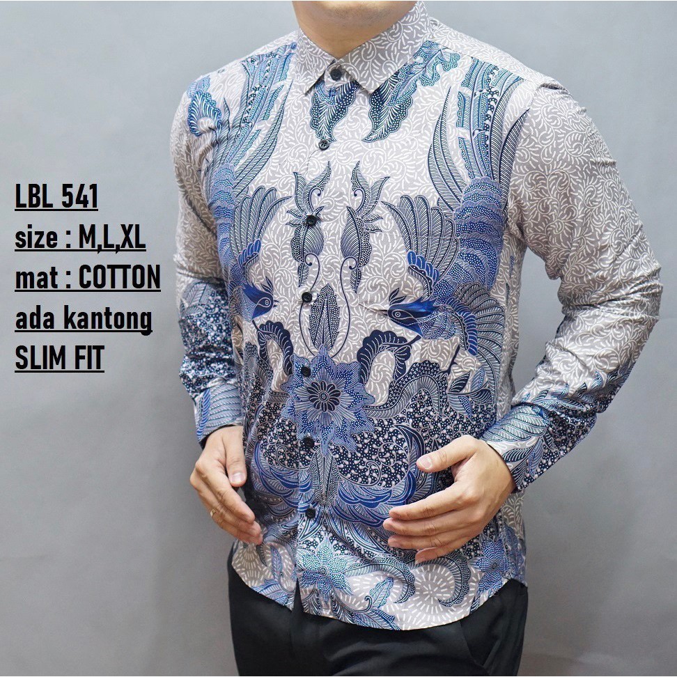 Baju Batik Pria Slim Fit Batik Pria Slim Fit Kemeja Batik Pria Luigibatani Lbl Shopee Indonesia