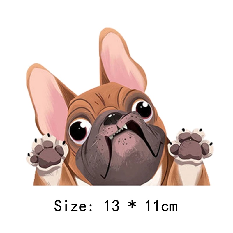 [1 Pcs Cute Cartoon Bulldog Car Stickers][Automobile Waterproof PVC Dog Animal Decorative Self-Adhesive Vinyl Stickers]