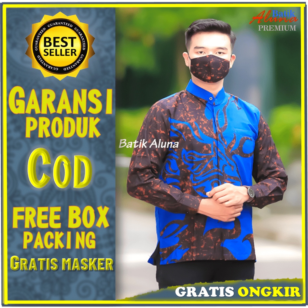 Baju Koko Pria Lengan Panjang Muslim Premium Batik Cowok Modern/Batik Danar Hadi Pria Lengan Panjang