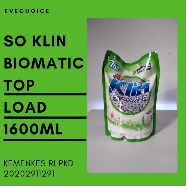 soklin biomatic top load/front load 1600ml(Detergent cair)
