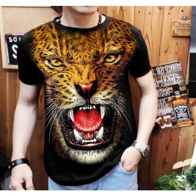 kaos distro pria keren gambar macan tutul