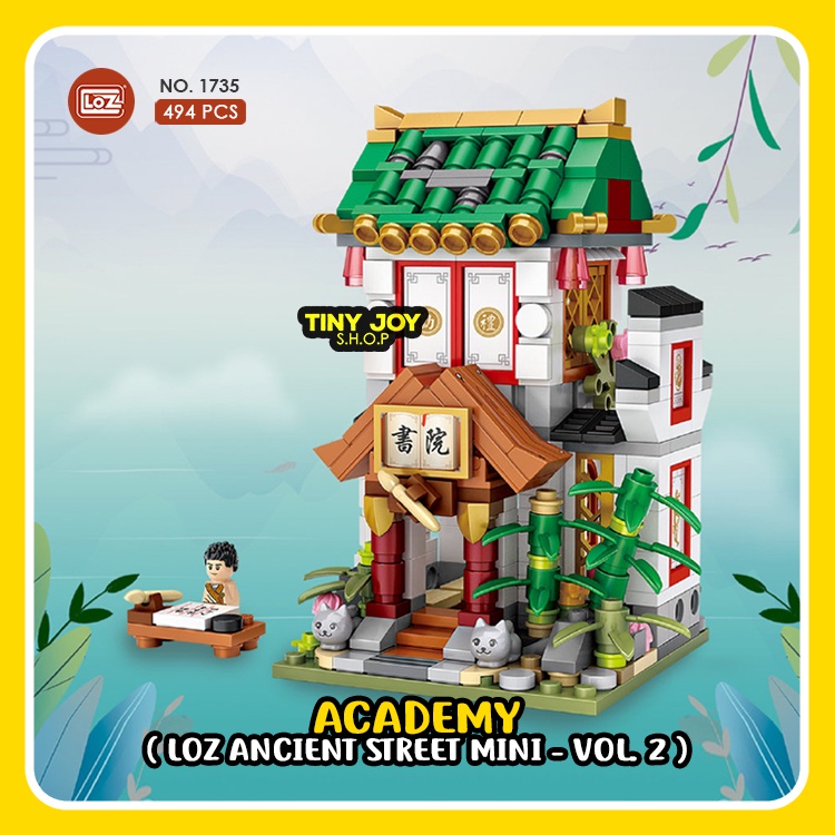 LOZ Building Block ( Ancient Street Mini ACADEMY SCHOOL ) 1735 Vol. 2 - DIY Puzzle Mainan Sekolah Ba