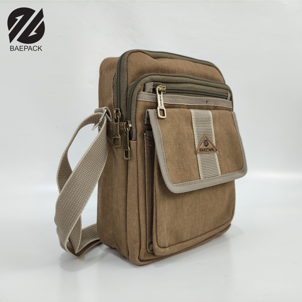 Baepack Tas Selempang kanvas Pria Alfie Brown Original / Tas Bahu Cowok Wanita Dewasa / Tas Selempang Produsen Lokal Bandung  COD