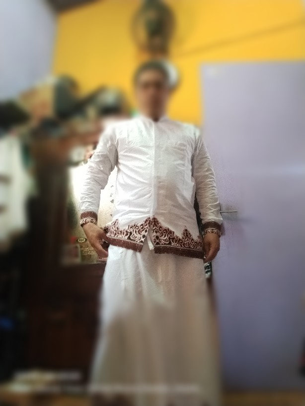 Batik Solo Modern Set Celana Sarung Dan Koko Tumpal Putih