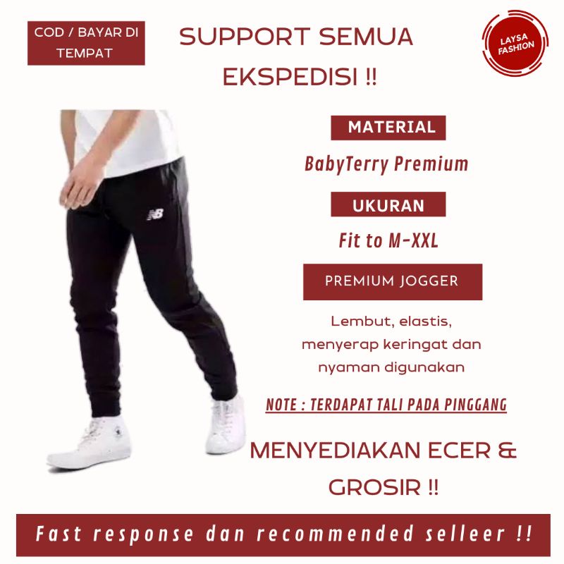 COD SATUAN DAN GROSIR Celana Jogger Training Panjang Jogger Pants Celana Gym Pria Wanita Murah Bandung Celana Panjang Jogger Joger Training Treining Trening Olahraga Gym Running Jogging Polos Hitam Logo NB New Balance Celana Panjang Jogger Polos Hitam