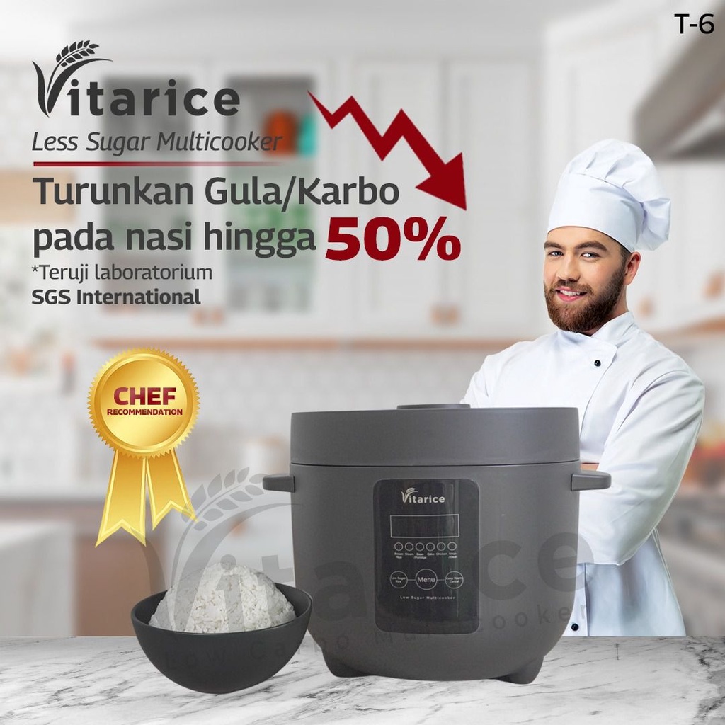 Jual VITARICE Low Carbo Rice Cooker T6/ penanak nasi rendah gula karbo