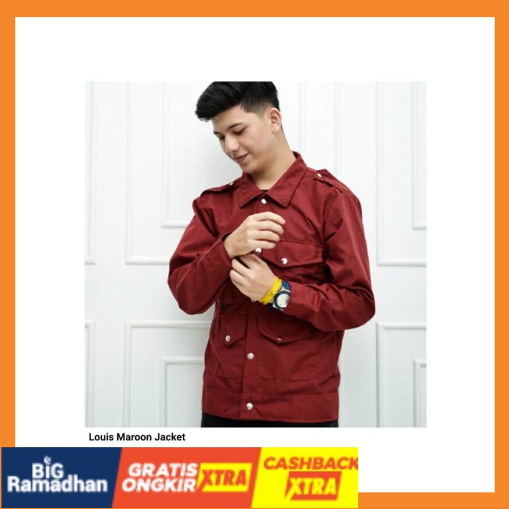 FASHION AHHA NEW RAPID BOLAK BALIK ORIGINAL/ {HARGA TERMURAH} LOUIS JAKET MAROON - JAKET PRIA -