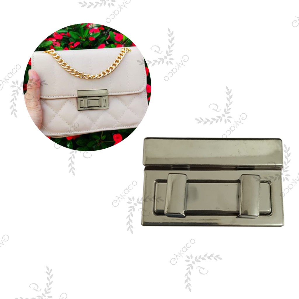 Variasi V184 Plat Kotak / Slop / Kunci Putar  - Aksesoris Tas &amp; Dompet Wanita Fashion (IMPORT)