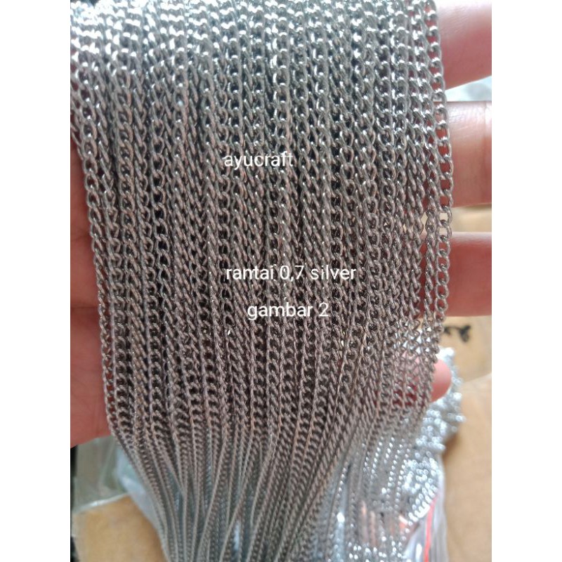 rantai beras  dan rantai pipih silver 0,7 pack 100m-+