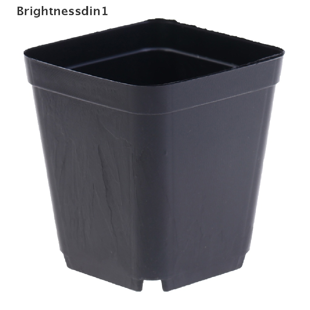 10 Pcs Pot Bunga Bahan Plastik Bentuk Persegi Warna Hitam Ukuran Kecil 1 In 1