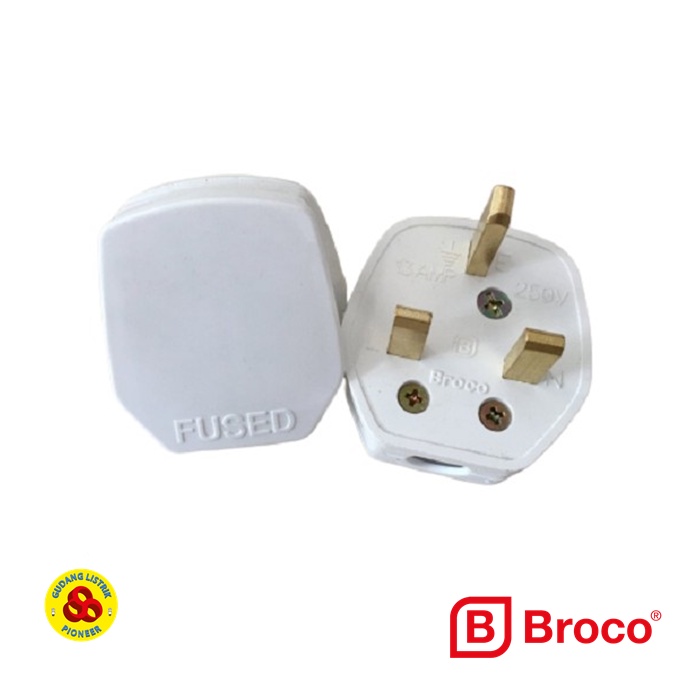 Broco Steker AC 7110 Putih Plug 3Pin 13Amp New Gee