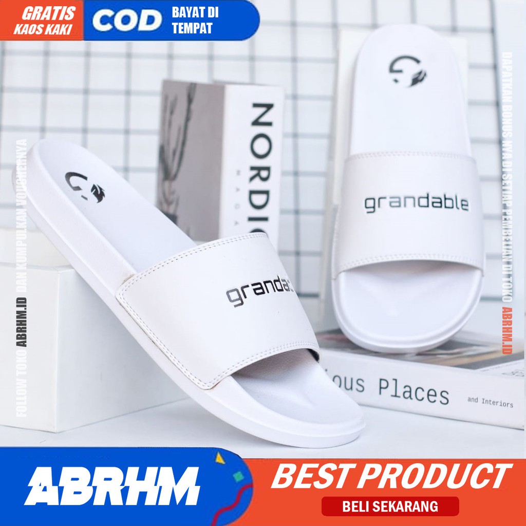 ABRHM x SHIRO Sandal Slide Pria Sandal Slop Pria Kulit Pu Sendal Selop Cowok / Cowo Kekinian