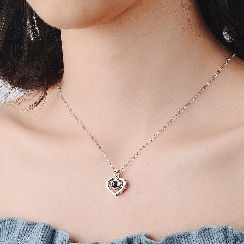 [Ready Stock]Fashion 925 Silver Plated Elegant Heart-Shaped Pendant Clavicle Chain