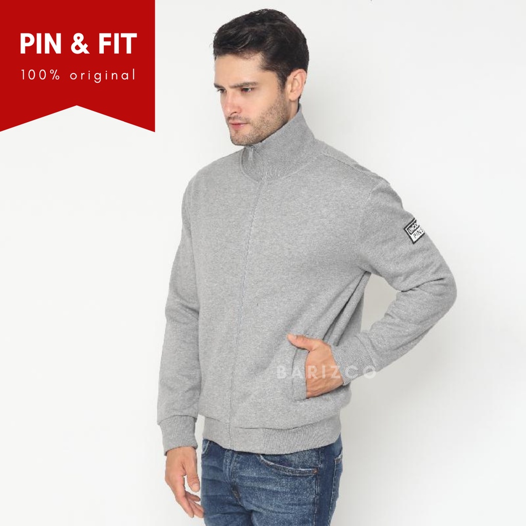 Jaket Pria Branded Merk Pin & F*t Abu (PNF J01) / Jaket Motor Jumbo Pria / Jaket Pria Jumbo Abu / Ja