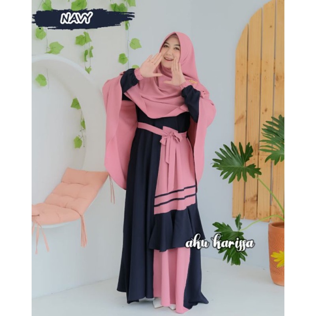 Gamis Set Khimar Model Terbaru 2022 Sofia Ori by Aku Karissa Baju Wanita Muslim Lebaran Simpel Murah