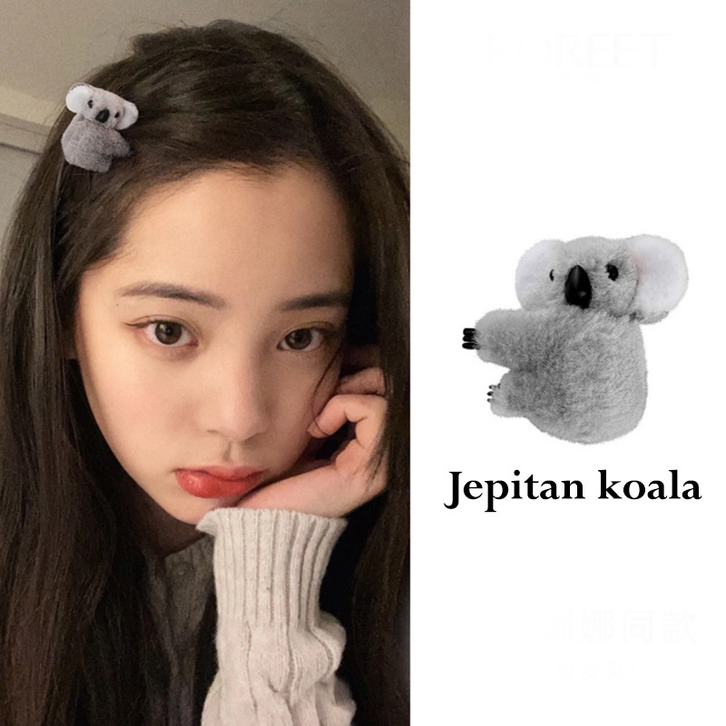 Jepit Rambut Korea Perempuan Model Koala Lucu Aksesoris Hiasan Rambut Bahan Kain Bulu kualitas import AK201