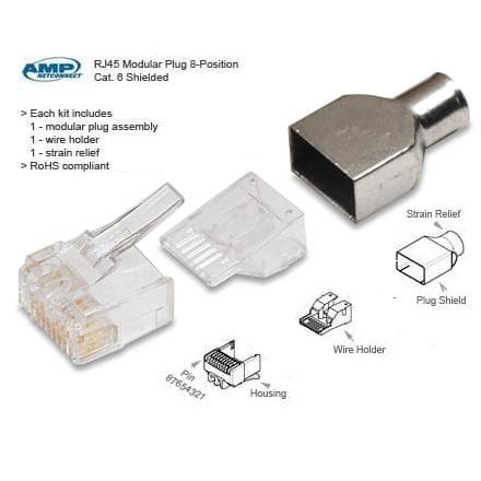 RJ45 AMP CAT 6 MODULAR PLUG KIT (100 PCS)