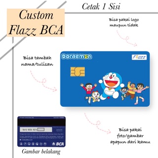  CETAK 1 SISI Custom flazz BCA motif Doraemon Kartun  