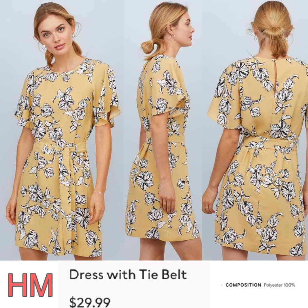 D926 Hm dress with tie belt